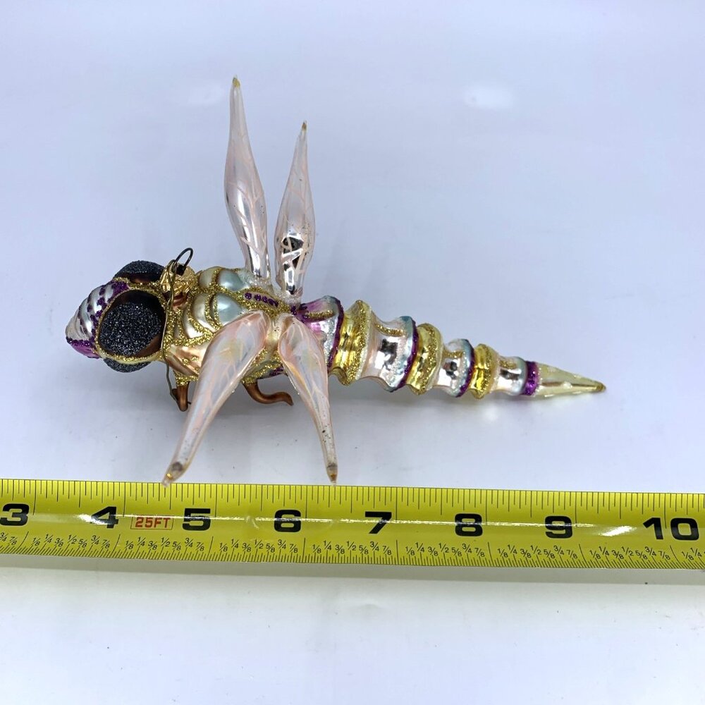 Whitehurst Flying Bug Hand Blown Fantasy Glass Ornament Large 7" Boxed Imports - Picture 4 of 10